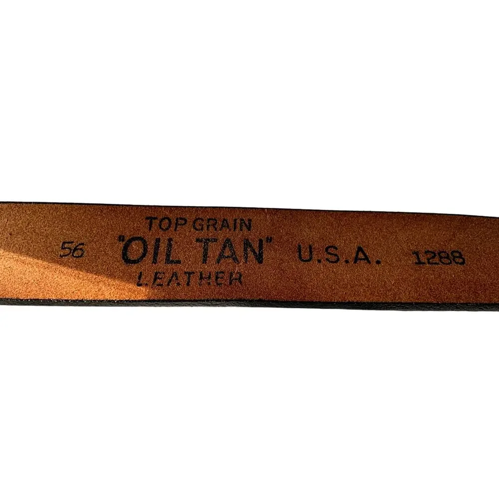 Mens Black Leather Belt Top Grain Oil Tan Leather Belt Square Buckle Size 56 Z6